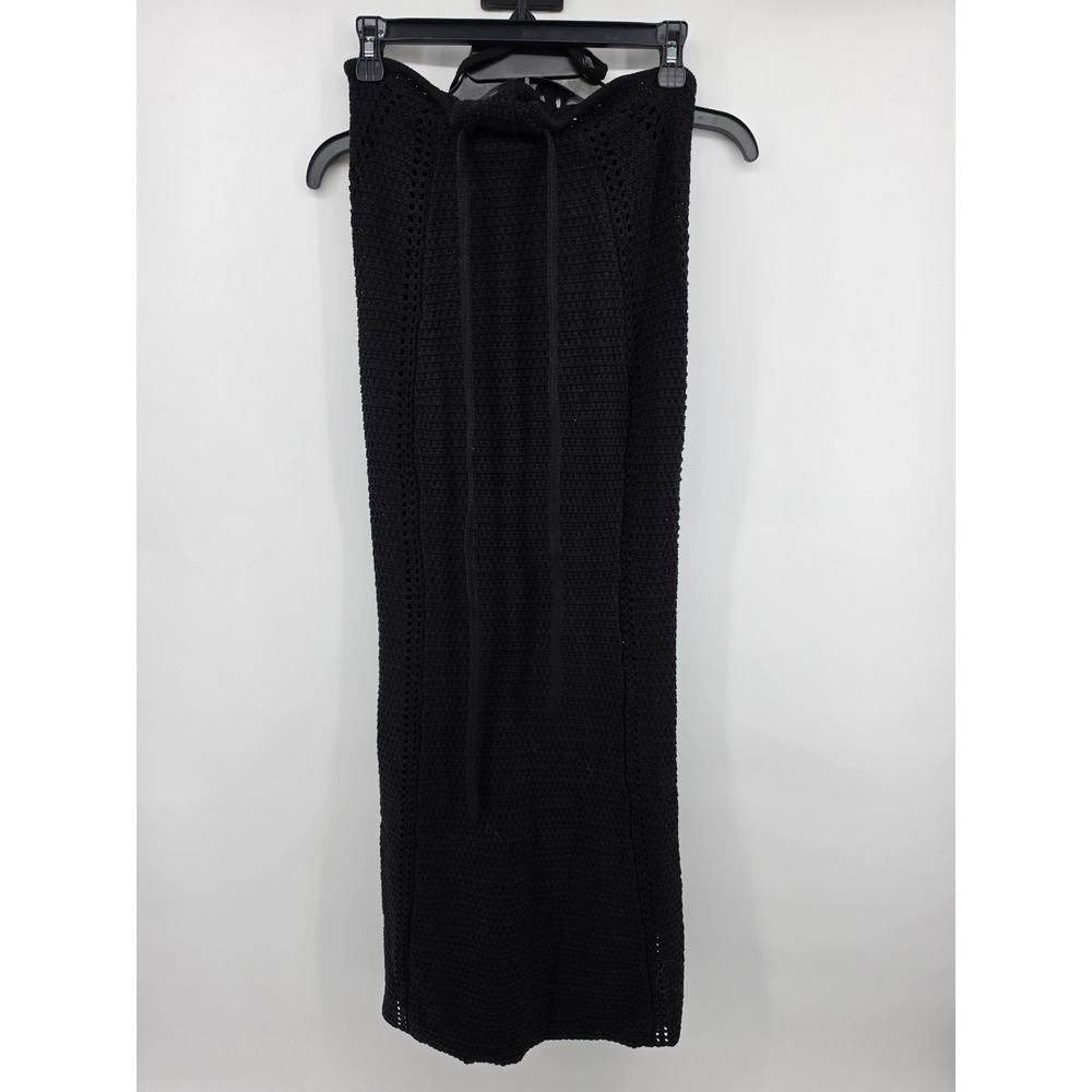 Babyboo Arabella Black Crochet Knit Halter Maxi Dress Cutout Backless Small - Picture 6 of 14